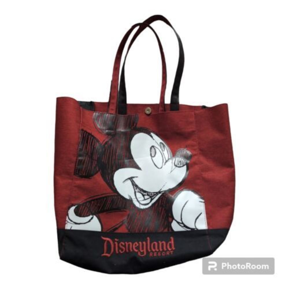 Disneyland Disney Parks Mickey Mouse Sketch Red Canvas Tote Bag‎ Large New